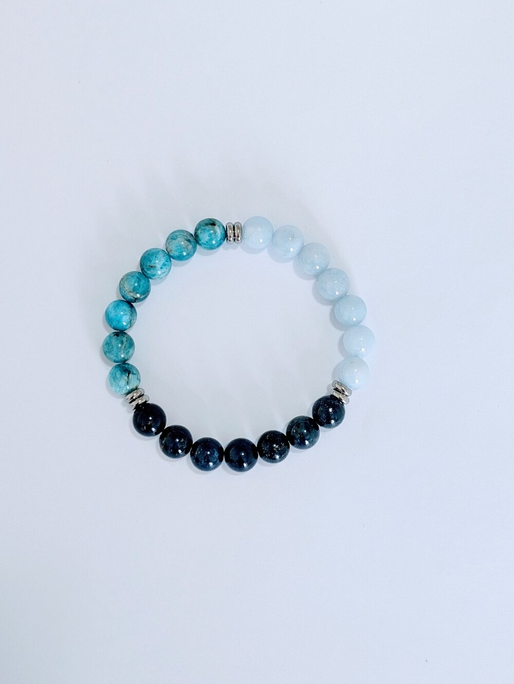 Apatite/Chalcedony/Lapis Lazuli Bracelet - Picture 3 of 7